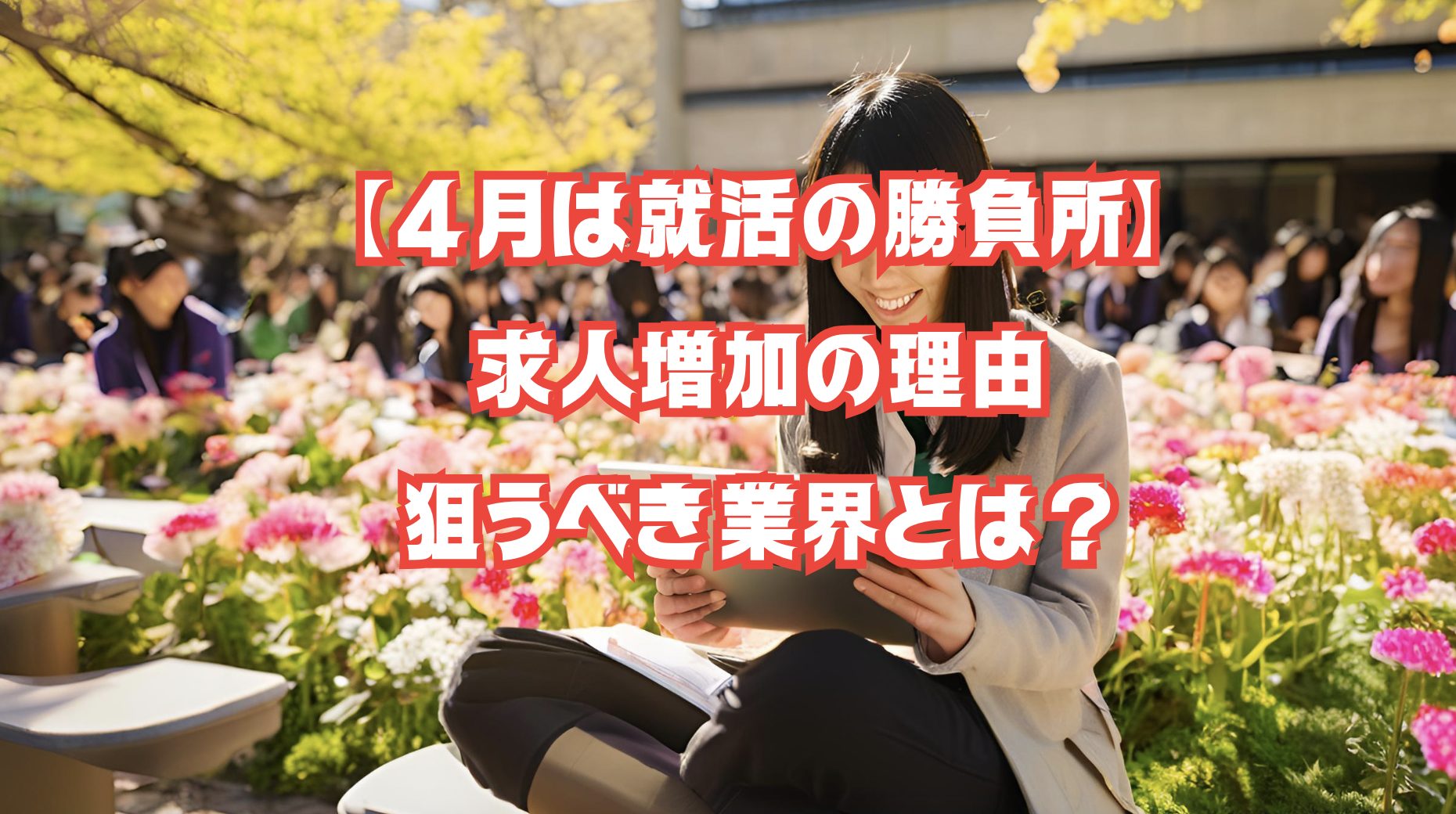 春の求人情報をチェックする学生の後ろ姿