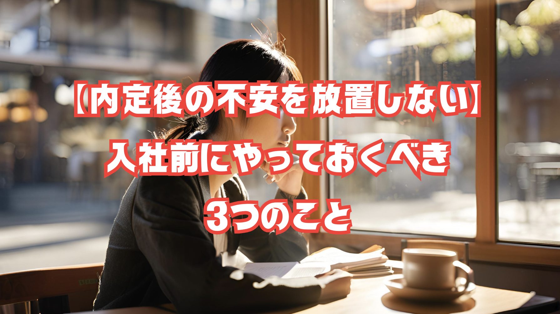 内定後に悩む就活生が考え込む様子