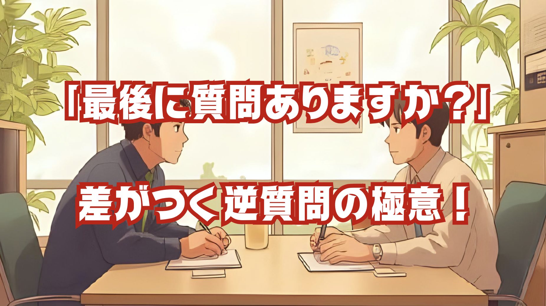 面接官と就活生が会話しているシーンのイラスト
